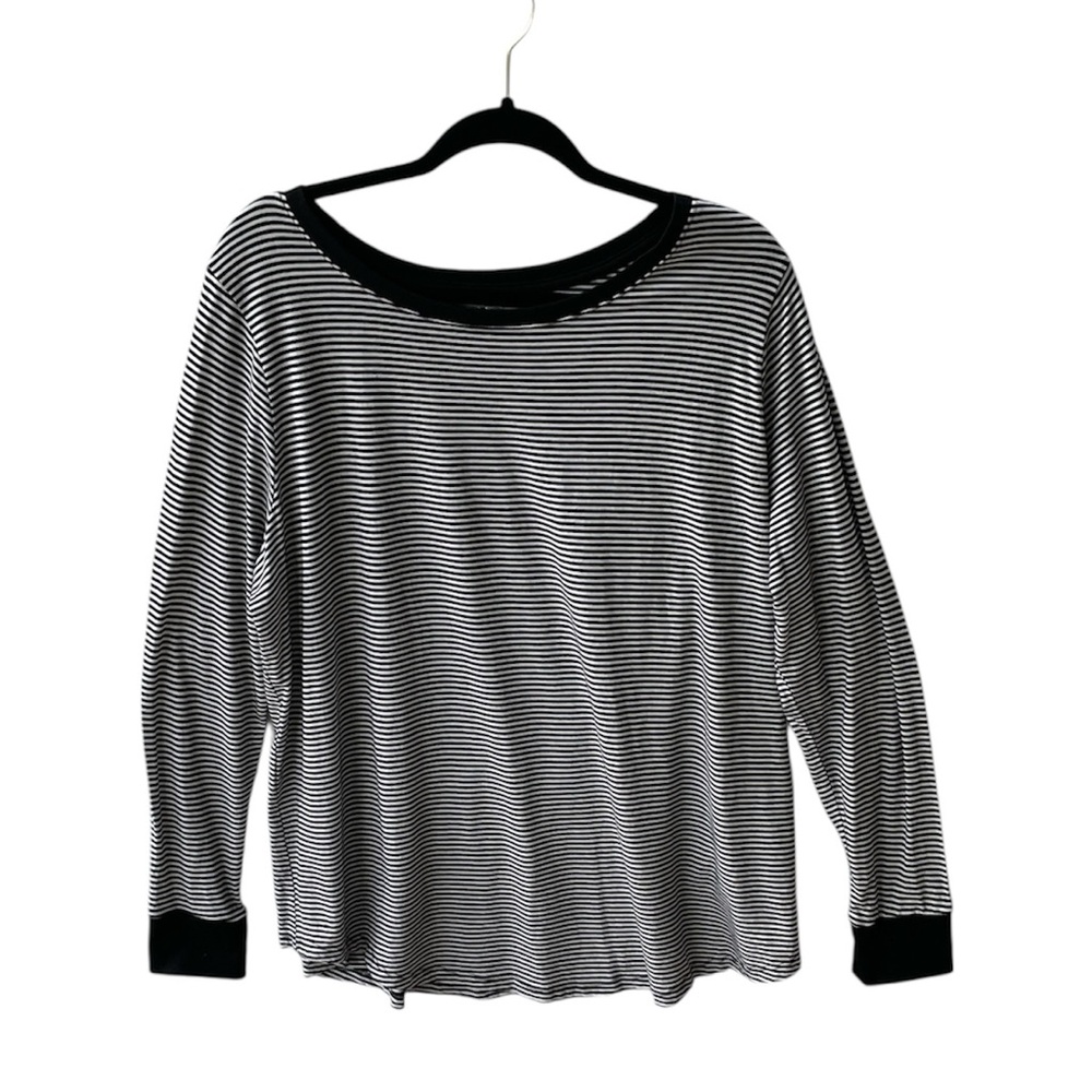 TERRA & SKY WOMENS BLACK WHITE STRIPED LONG SLEEVE SHIRT SIZE 1X